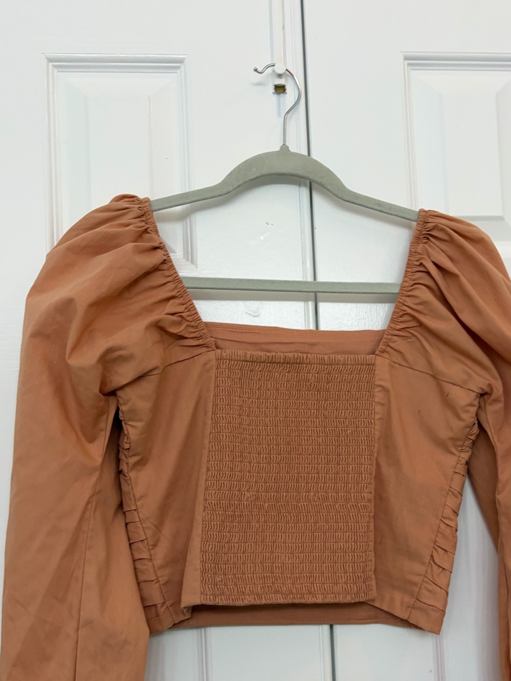 Abercrombie & Fitch Pleated Smocked Square-Neck•Puff Sleeve•terracotta•ballet•SM - Picture 10 of 16